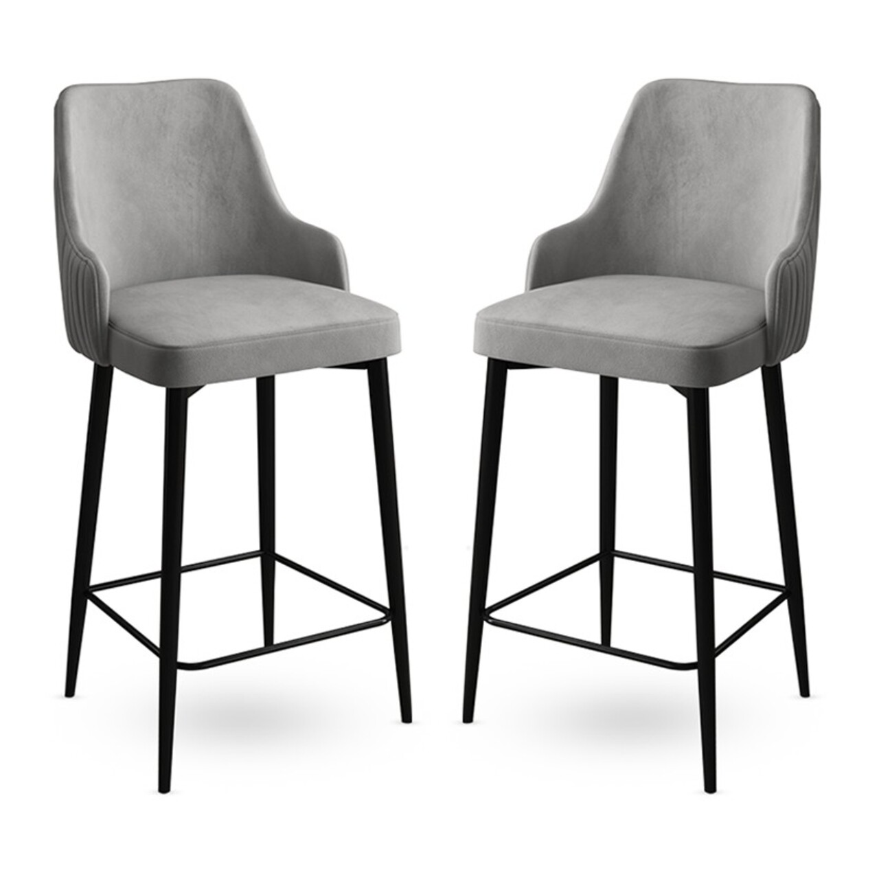 Set scaun de bar (2 bucăți), Hanah Home, Enox, Gri/Negru - imagine 5